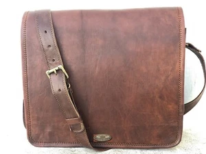 Women's Bull GVB Leather Vintage Laptop Messenger Hiking Briefcase Bag Satchel - Picture 1 of 7