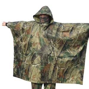 Bionic Camouflage Raincoat Hunting Clothing Multifunctional Mats Birding Poncho - Foto 1 di 8