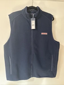 Maglione uomo Vineyard Vines grande blu navy montagna pile gilet zip intera nuovo con etichette - Foto 1 di 18