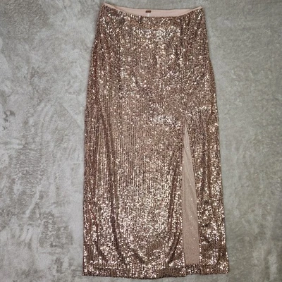 Женская юбка макси с блестками Free People Ariana розовое шампанское 4 вечеринки распроданы - Изображение 1 из 4