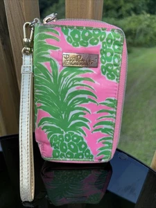 Lilly Pulitzer Wristlet Pineapple Pink & Green Kreditkartenfächer Geldbörse - Bild 1 von 11