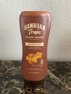 Hawaiian Tropic Island Tanning Lotion Sunscreen Cocoa Butter SPF 8 New EXP 2024 - Image 1 of 4