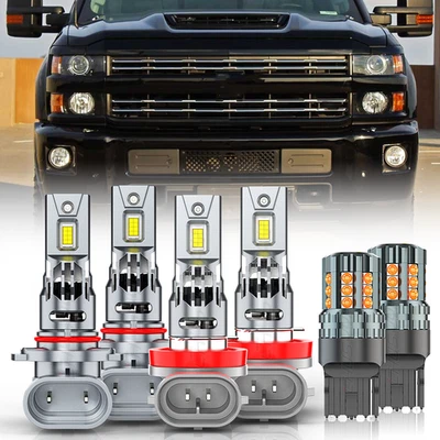 Kit de faros LED + luces de señal de giro para Chevy Silverado 2500 3500HD 15-19 Foto 1 de 4