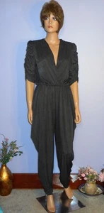 Eleganter Vintage 80er Jahre Diamond's Run schwarz gepunktet großes Schulterpolster Overall, M - Bild 1 von 9