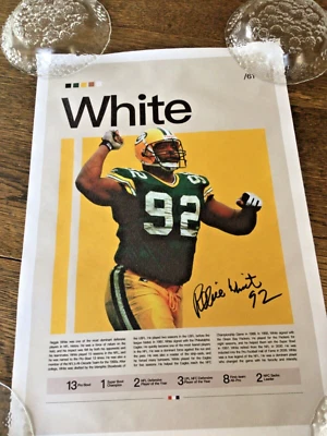 "Impresión/póster artístico REGGIE WHITE GREEN BAY PACKERS 12x28"" vinilo lienzo, nuevo I" Foto 1 de 3