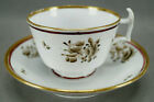 British Hand Painted Black Rose Maroon & Gold Tea Cup & Saucer C.1815-1825 A