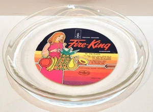 Vintage Old Stock Anchor Hocking FIRE KING 10" Pie Plate Dish Retro Graphic 50's - Picture 1 of 5