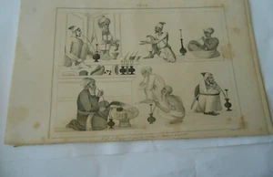 Gravure 1835 - Inde Café et voyageurs qui se reposent - Picture 1 of 1