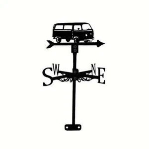 Rustic Metal Volkswagen Bus Wind Vane - Decorative Outdoor Weathervane - Picture 1 of 7