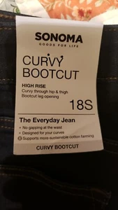 Sonona 18S Curvy Bootcut Jeans, High Rise, New w/tags in bag - Picture 1 of 12