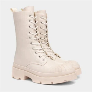 Damen modisch weiß Muschelzeln Schnürung klobig Romaldo 1 Stiefel von Trüffel UK 7 - Bild 1 von 8