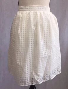 NWT Maison Jules Size XS Ivory Gingham Lined Skirt Pockets Gathered Waist Zipper - Picture 1 of 6