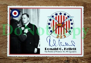WW2: W/Cdr RONALD G. KELLET 303 Sqn British fighter pilot autographcard + bio - Picture 1 of 2