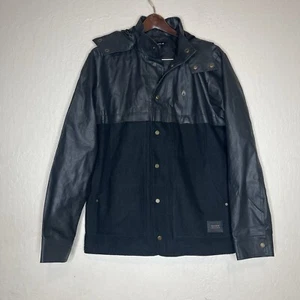 Nixon Wellington Black Wool Blend Removable Hood Jacket Mens Size Medium - Picture 1 of 15