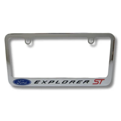 Marco de matrícula cromado de latón macizo grabado Ford Explorer ST con licencia Foto 1 de 4