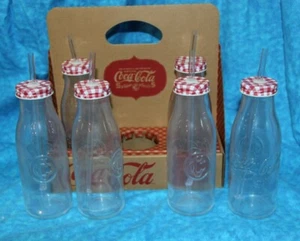 Coca-Cola 15-fl oz Glass Drinkware with Straws Set with Caring case - Picture 1 of 7