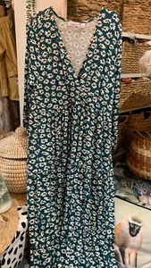 Maxi Dress Floral Print Long Sleves Green Denim & Co. Size L Large RRP£45 - Picture 1 of 11