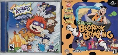 Flintstone Bedrock Bowling and Rugrats Munchin Land Pc New XP 2 Fun Family Games - Image 1 of 2