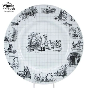 Disney WINNIE THE POOH 10.75" Dinner Plate Black White Grid Sketchbook - Picture 1 of 11