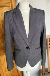 H&M Women's Blazer UK12 Grey Smart Casual Fully Lined Workwear - Picture 1 of 12
