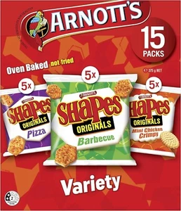 Arnotts Shapes Variety Pack Biscuits 15Pack, 375 G - Picture 1 of 5