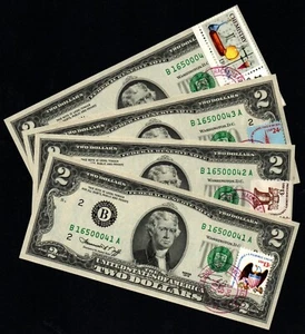 (4) 1976 2 $ Juwel Stempelglanz/aufeinanderfolgende Ersttagsausgabe/MARKE NJ Federal Reserve Scheine! - Bild 1 von 3