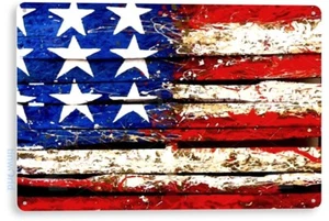 Amerikanische Farben Flagge Kunst USA 4. Juli Metall Dekor Blechschild B548 - Bild 1 von 3