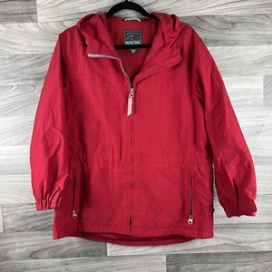 Pacific Trail Rain Jacket Mens Medium Petite Red Parka Hooded Outdoor Hiking - Picture 1 of 14