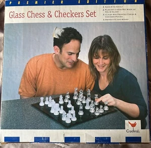 Cardinal Premier Edition Glass Chess And Checkers Set - Picture 1 of 1