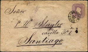 Cubierta de papelería Chile Los Ángeles a Santiago 1893 franqueo América Latina - Imagen 1 de 2