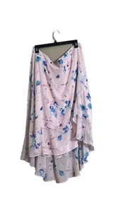 Lane Bryant Blue/Pink Floral Hi-Lo Elastic Waist Chiffon Ruffle Skirt Sz 18/20 - Picture 1 of 6