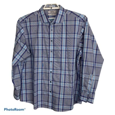 Camisa masculina manga longa Murano slim fit tamanho 18/35 azul-petróleo xadrez aba - Imagem 1 de 4