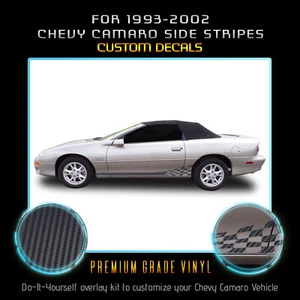 For 1993-2002 Camaro Side Stripes Graphic Decal Overlay Matte Carbon Fiber Vinyl - Picture 1 of 15