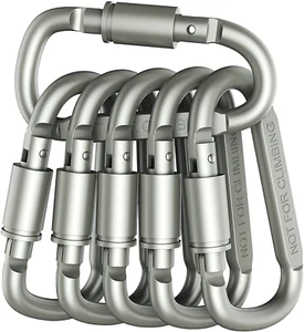 Mosquetón de bloqueo de 6 tornillos Gancho de anillo D para acampar Pesca Llavero Mochila - Imagen 1 de 6