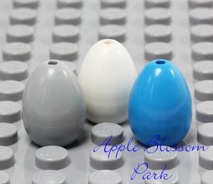 NEW Lego Lot/3 Minifig EASTER EGGS - White Gray Azure Blue Chicken Kitchen Food - Picture 1 of 5