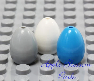 NEW Lego Lot/3 Minifig EASTER EGGS - White Gray Azure Blue Chicken Kitchen Food  - Image 1 of 4