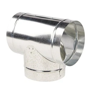 Master Flow Round Tee 5in Galvanized Steel HVAC Duct Fitting Vent Pipe Connector - Picture 1 of 6