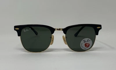 Gafas de sol polarizadas Ray Ban RB3016F Clubmaster W0365 negras/doradas 55-21-145 Foto 1 de 3