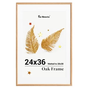 24x36 Oak Poster Frame - Solid Wood 24x36 Frame with Mat for 20x30 Pictures, ... - Picture 1 of 7
