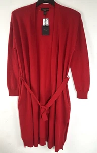 Charter Club Luxe 100% Cashmere XL Red Tie-Waist Longline Cardigan New $249 - Picture 1 of 12