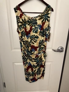 Vintage Neu mit Etikett Hilo Hattie Kleid Wickel Sarong Rock Hawaii XL tropisch grün Palmen - Bild 1 von 6