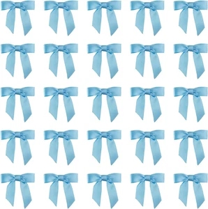 50Pcs Boutique 1.5" Light Blue Satin Ribbon Mini Bows for Craft Sewing Scrapbook - Picture 1 of 12