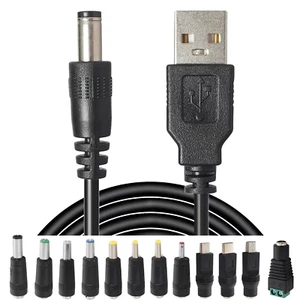 USB to DC Power Charging Cable with 12Pcs DC Barrel Jack Universal Laptop Power - Picture 1 of 6