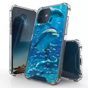 Dolphins Shockproof Hard Case Soft Bumper Cover for iPhone Models - Foto 1 di 6