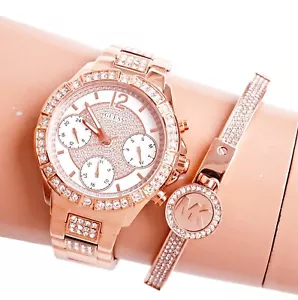 Montre Guess pour femme U1071L3 Roxy chronographe Swarovski Cristals IP or rose neuve - Photo 1 sur 13