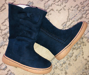 LIVIE & LUCA Navy BOW Suede Tall Boots Shoes Toddler Girls 6 6C Zip Up 12-18 2T
