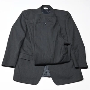 Versini 44L 36x32 Black Stripe 100% Wool Jacket Pants Suit - Picture 1 of 12