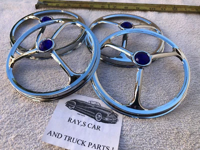 NEW VINTAGE STYLE BLUE DOT HEAD LIGHT COVERS - ( 4-HEADLIGHTS ) - Image 1 of 4