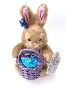 1993 Applause MAGIC OF SPRING Easter Rabbit with Lavender Basket with Tag - Picture 1 of 2