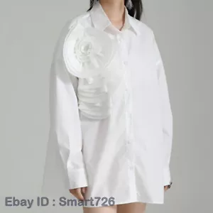 Japanese Women Long Sleeve Button Shirt Casual Mini Shirtskirt Loose Fashion - Picture 1 of 27